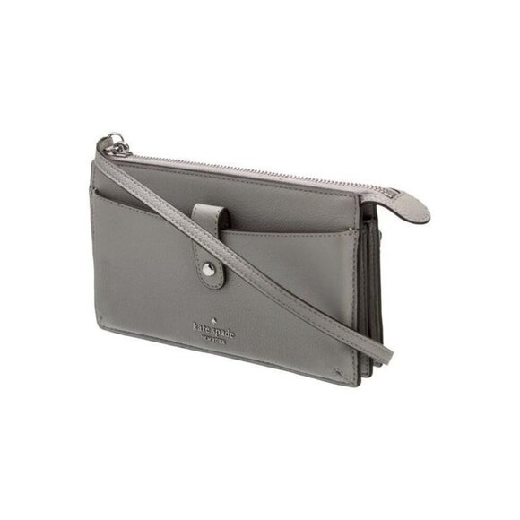 Kate Spade Jackson Crossbody Bag Nimbus Grey Leather Zip Shoulder Purse Small - Picture 2 of 5